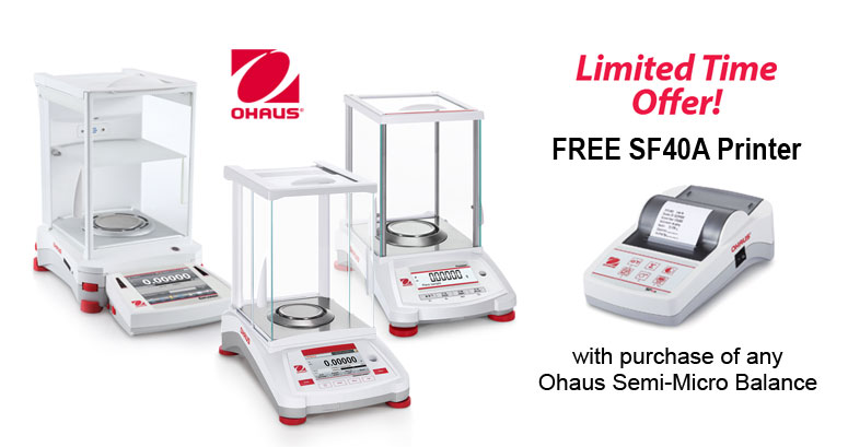 Limited Time Offer! FREE SF40A printer with purchase of any Ohaus semi-micro balance
